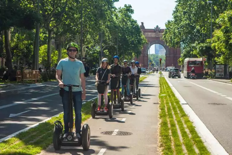 Arc de Triomp on segway in Barcelona