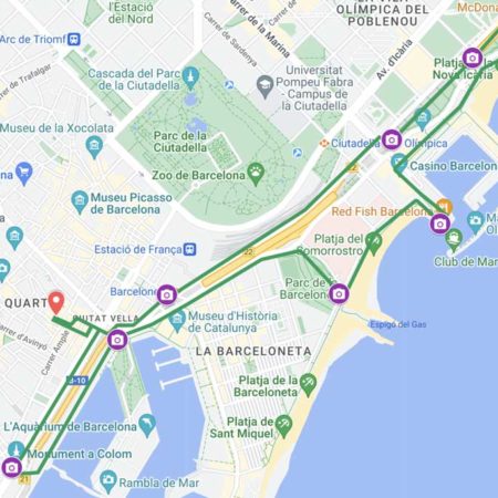 Barcelona Segway tour 1h map