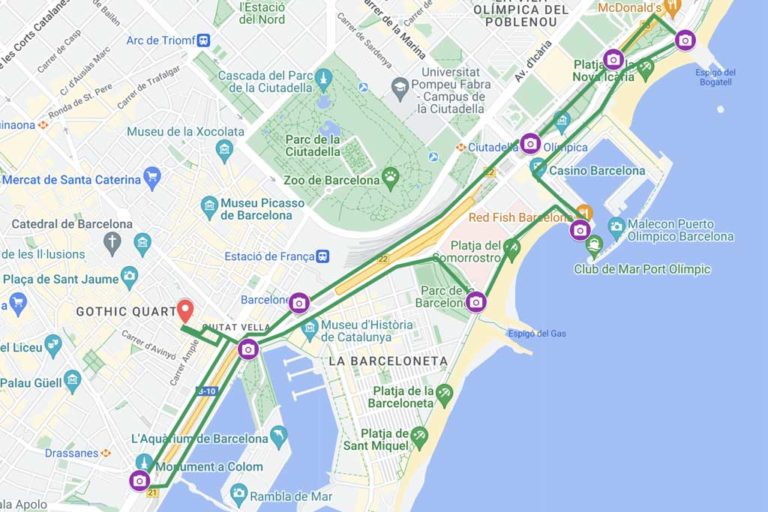Barcelona Segway tour 1h map