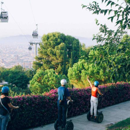 Segways in the Montjuic Park - funicular view